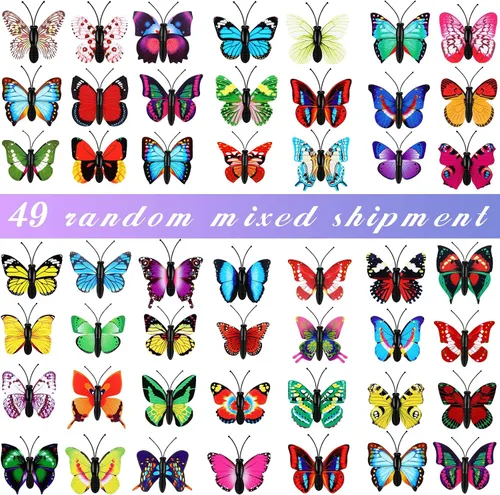 Vista 4 de Epakh Paquete de 30 chinchetas de mariposa, tachuelas decorativas, chinchetas de mariposa, chinchetas coloridas y bonitas para pared de fotos