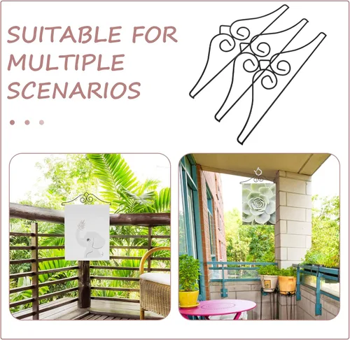 Vista 3 de Happyyami 3 piezas de hierro forjado para colgar banderas de jardín, soporte decorativo de metal para bandera al aire libre, soporte colgante