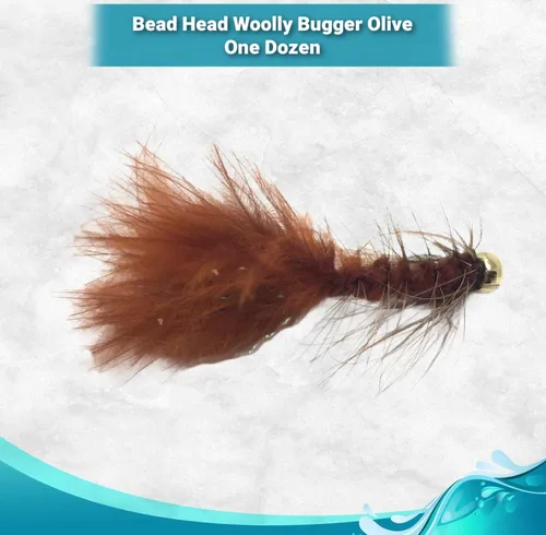 Vista 2 de Feeder Creek Woolly Bugger Moscas de pesca con mosca, 12 piezas, surtido de pesca con mosca Moscas húmedas hechas a mano para pesca con mosca
