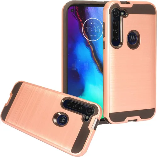Vista 9 de Para Motorola Moto G Stylus XT2043, Moto G Power XT2041 (versión 2020) - Funda híbrida de estilo cepillado - CS3 Azul