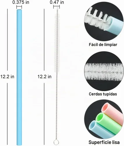 Vista 2 de Stanley - Paquete de 6 popotes de silicona reutilizables con cepillo de limpieza para vasos de 30 y 40 onzas