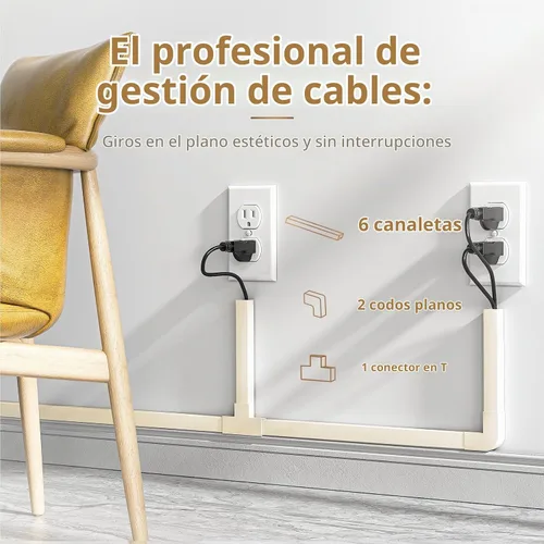 Vista 4 de Delamu Ocultador de cable beige, cubiertas de cable de 85 pulgadas para cables en la pared, ocultadores de cables de un cable, cubiertas de alambre