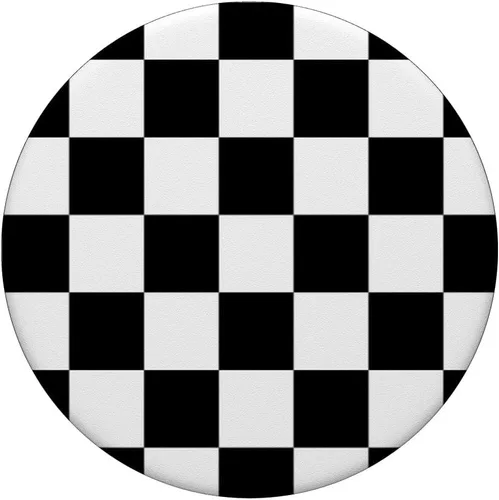Vista 3 de Patrón tradicional de cuadros en blanco y negro – PopSockets agarre y soporte para teléfonos y tabletas, Negro