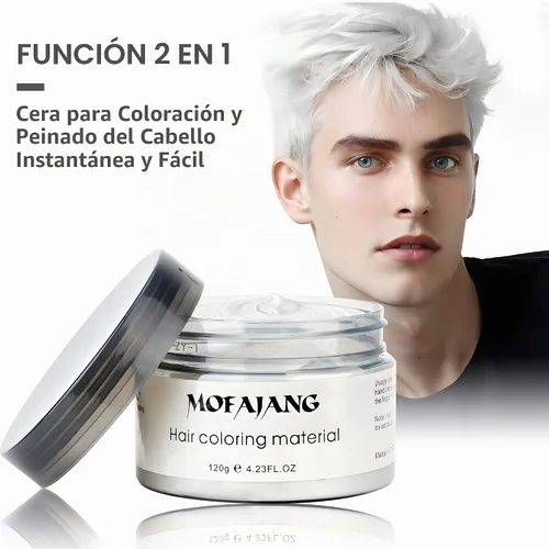 Vista 2 de Pomadas de cera de color blanco para el cabello, 4.23 onzas, material de cera natural para colorear el cabello, desechable, arcillas cenizas