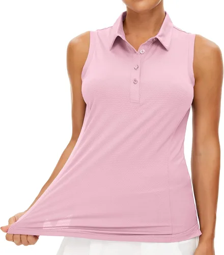 Vista 3 de Casei Polo de golf sin mangas para mujer UPF 50+ Dry Fit con cuello, Varios