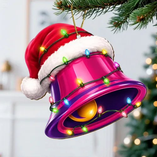 Vista 10 de Adornos de árbol de Navidad colgantes de conejo lindo con impresión en dos lados, madera, recuerdo para mujeres, hombres y amigos, adornos de árbol