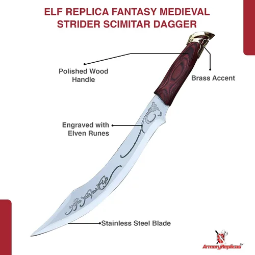 Vista 3 de Colección de dagas de fantasía y medieval de Armory Replicas™ – Élfica, Templaria, Ranger, Rompe-espada y más