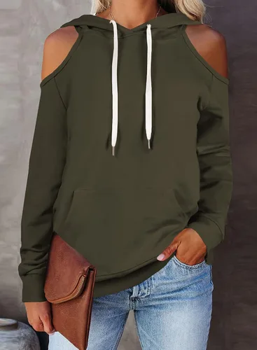 Vista 2 de Cutiefox - Sudaderas con capucha para mujer, casuales, de manga larga, con cordón de ajuste, sin botones y con bolsillos