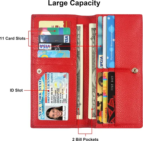 Vista 3 de Lavemi Ultra Slim Thin Leather RFID Blocking Bifold Credit Card Holder Wallets for Women