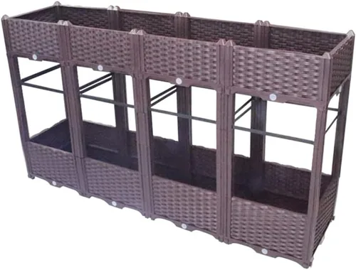 Vista 60 de BAOYOUNI - Juego de jardinera cuadrada para interiores o exteriores, maceta de plástico, caja de cultivo para verduras frescas, hierbas, flores