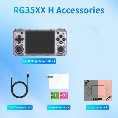 Vista 7 de WESICH RG35XX H - Consola de juegos retro, pantalla IPS de 3.5 pulgadas incorporada de 64 GB+tarjeta TF de 128 GB, con batería de 3300 mAh, sistema