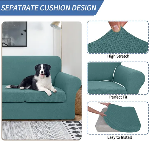 Vista 3 de JIVINER 2 piezas, fundas para sillón para sala de estar, fundas elásticas para silla, con 1 funda de cojín de asiento, funda gruesa, ajustable
