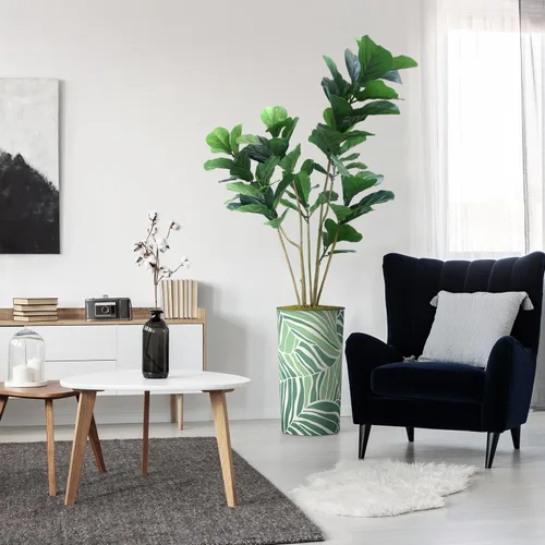 Vista 7 de Árbol artificial en macetero con diseño de hojas verdes, palmera tropical areca artificial de seda para decoración del hogar en interiores