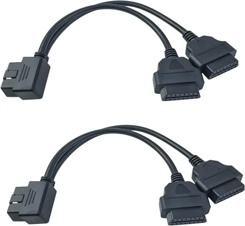 Vista 7 de OBD2 Divisor de ángulo recto Y Cable Divisor macho a 2 Cable de extensión hembra 11.8 in/12