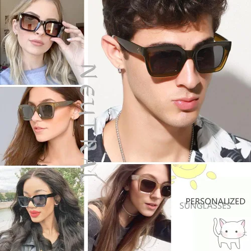 Vista 5 de Dollger Gafas de sol retro para mujer, diseño clásico, grueso, marco cuadrado, protección UV400