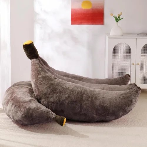 Vista 7 de Sofá de frijoles con otomana IEVENW en forma de banana, sofá de piso con reposapiés, cómodo sofá cama convertible para adultos, sofá de felpa