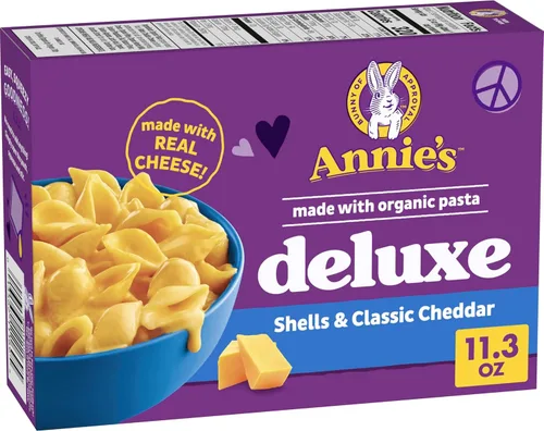 Vista 10 de Annie's Macarrones y queso de lujo con pasta orgánica, queso cheddar real clásico y conchas, 11.3 onzas (paquete de 12)