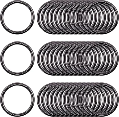 Vista 13 de Kit de 60 anillos de metal para cinturones, pasadores o anillos para macramé, cinturón de campamento, correas de perro, accesorios de sable de luz