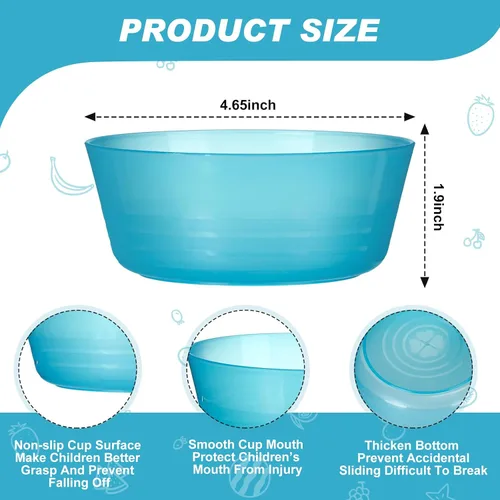 Vista 2 de Dandat 96 cuencos de plástico para niños de 14 onzas de colores brillantes, cuencos pequeños de cereales aptos para lavavajillas, microondas