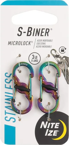 Vista 7 de Nite Ize S-Biner MicroLock de aluminio, llavero con mosquetón de bloqueo, paquete de 5, colores surtidos