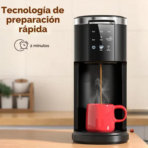 Vista 2 de Electactic Cafetera de una sola porción, cafetera 2 en 1 para K-Cup y café molido, tamaños de preparación de 6 a 14 onzas, cafeteras en cápsulas