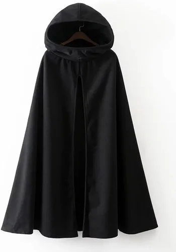 Vista 6 de Futurino - Poncho estilo capa con capucha para mujer, gótico, frontal abierto, chaqueta, ropa para exterior, L