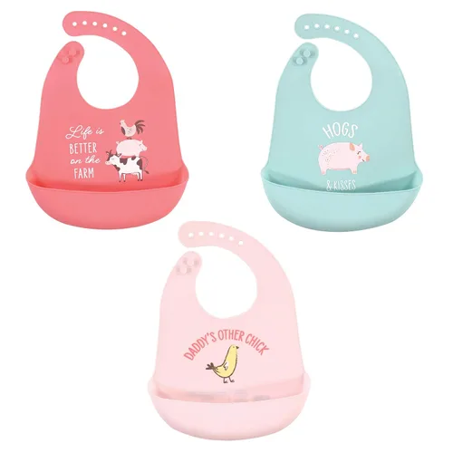 Vista 24 de Hudson Baby Baberos de silicona unisex para bebé, Apple Of My Eye, talla única