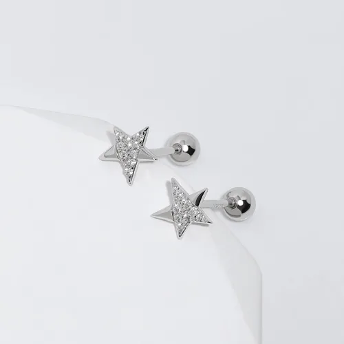 Vista 3 de Meissa Aretes de bola de rosca para mujer, plata de ley 925, delicados y bonitos aretes de estrella para múltiples piercings