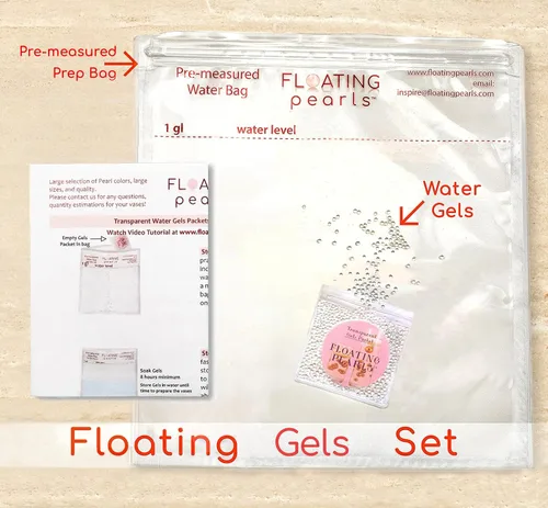Vista 3 de Florero festivo mágico de Navidad flotante rojo y verde: tamaños gigantes, con kit de geles de agua transparentes premedidos, llena 1 gl para tus