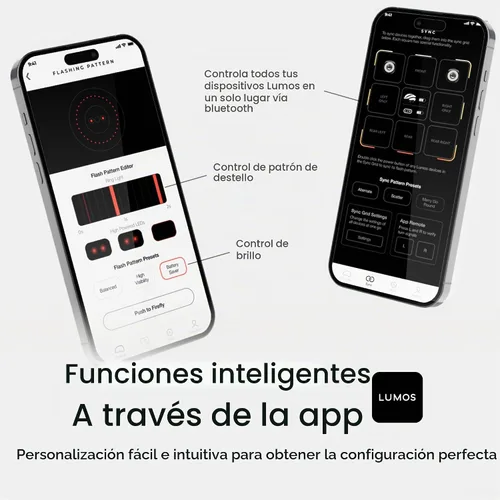 Vista 9 de Lumos Firefly - Sistema de luz inteligente para bicicleta, sincronización de luz LED delantera y trasera, brillo personalizado, patrón de flash