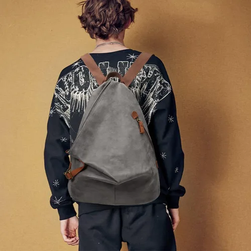 Vista 8 de KL928 Mochila vintage de lona – Mochila grande informal para viajes al aire libre, mochila de senderismo para hombres y mujeres, gris