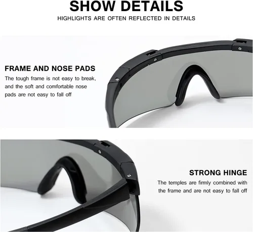 Vista 8 de SPOSUNE Anteojos de disparo para hombre con funda, resistentes a los impactos con 3 lentes, gafas de seguridad antivaho para hombres y mujeres