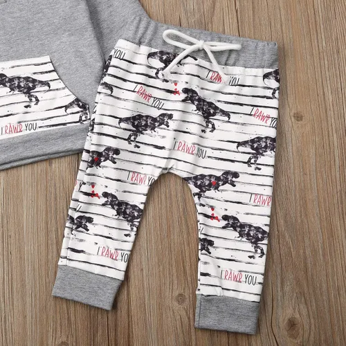 Vista 5 de Conjunto de ropa para bebé niño con capucha para otoño e invierno, pantalones de género neutro de manga larga