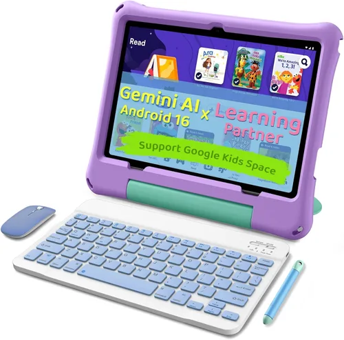 Vista 10 de Tablet para niños, tableta Android 16 para niños de 10 pulgadas Octa-Core 2.2GHz con funda, 30 GB de RAM 64 GB ROM, 2 TB expandir, control parental