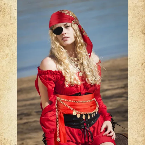 Vista 4 de Pirate Costume Accessories Women Red Patterned