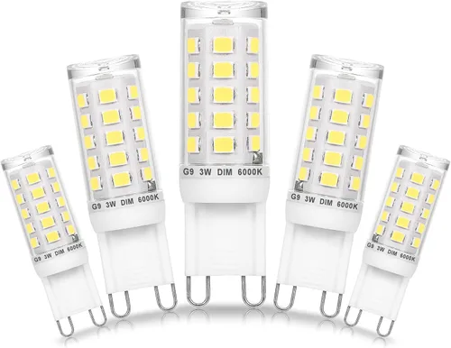 Vista 15 de Ziomitus Bombillas LED G9 regulables que reemplazan 30 W, 25 W, 20 W, halógeno, G9, 3 W, 2700 K, blanco cálido, LED T3 T4 transparente, AC120V