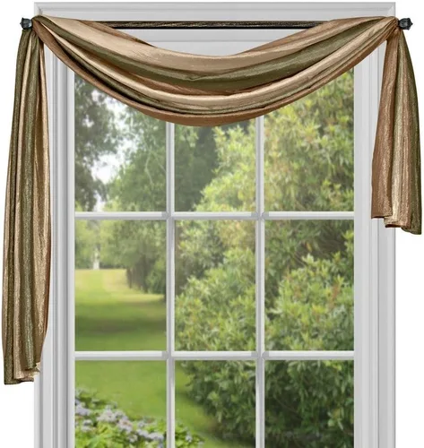 Vista 17 de PowerSellerUSA Designer Home - Paneles de cortina semitransparentes a rayas multicolor (beige, bufanda de 50 x 144 pulgadas)