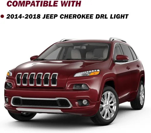Vista 7 de JSBOYAT Compatible con 2014-2018 Jeep Cherokee Luz LED DRL de estacionamiento Señal de giro estilo OE Faros LED DRL cromados para parachoques Señal