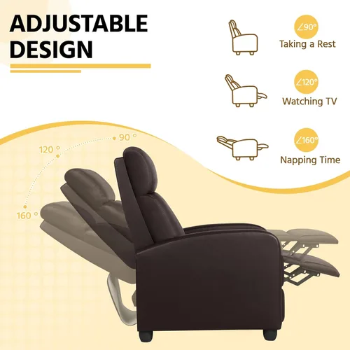 Vista 4 de Yaheetech Silla reclinable con 3 ángulos ajustables, color marrón (paquete de 2)