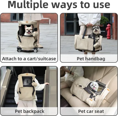 Vista 2 de Dog Backpack Carrier – Comfortable Travel Bag for Pets –Khaki