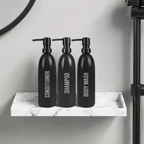 Vista 4 de Black Shampoo & Conditioner Dispenser Set 3-Pack 16.9oz Pump Bottles
