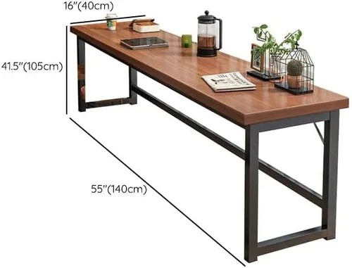 Vista 2 de Mesa de bar, mesa de pub, mesa de comedor rectangular para espacio estrecho, comedor, marco de metal resistente, 55 pulgadas de largo x 16 pulgadas