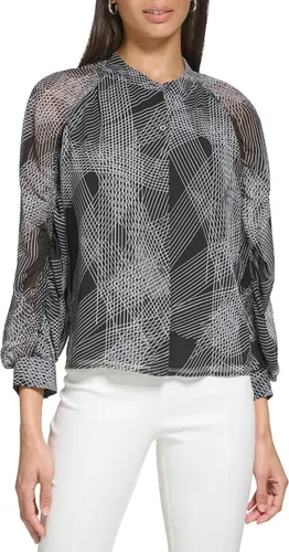 Vista 5 de Calvin Klein Blusa de manga larga con botones delanteros para mujer