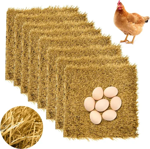 Vista 11 de Hamiledyi 6 almohadillas para anidar pollo, alfombra de césped artificial, alfombra de césped sintético de 12 x 12 pulgadas, lavable, ropa de cama