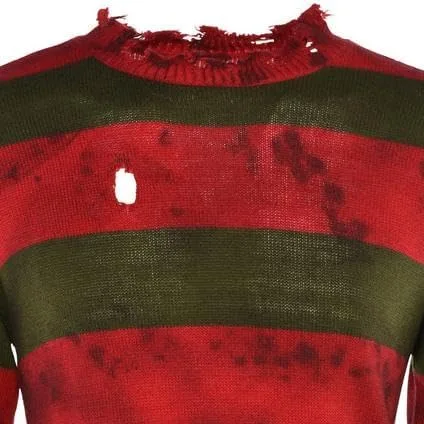 Vista 3 de Party City - Disfraz de Freddy Krueger para adultos, Pesadilla en Elm Street, disfraz incluye suéter de manga larga con patrón de rayas, disfraces