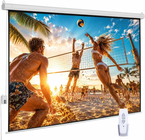 Vista 11 de Pantalla de proyector motorizada de 110", pantalla de proyector eléctrica 16:9 con control remoto, pantalla de película HD