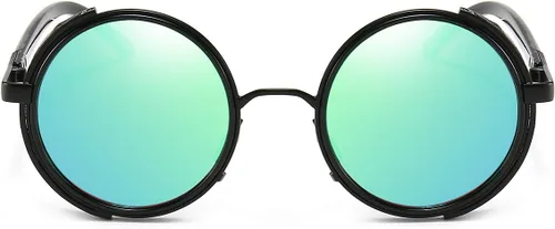 Vista 3 de Dollger Gafas de sol redondas retro vintage Steampunk con marco circular de metal