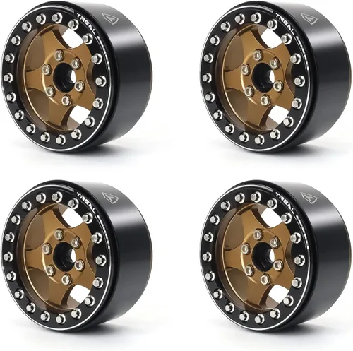 Vista 5 de Treal Ruedas Beadlock 1.9 (4 piezas) Ruedas mecanizadas CNC de aluminio para Crawlers a escala 1:10 RC-Tipo E (Negro-Azul)