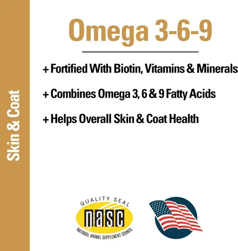 Vista 4 de Vet Classics Suplemento Omega 3-6-9 para piel y pelaje de mascotas – Apoya la salud de la piel de los gatos, abrigos brillantes para mascotas