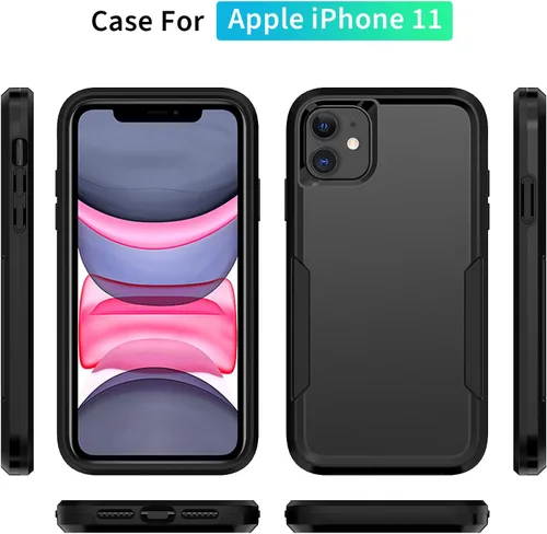 Vista 2 de Funda protectora para iPhone 11 de 6.1 pulgadas, con protector de pantalla, probada contra caídas de grado militar, resistente y resistente a prueba